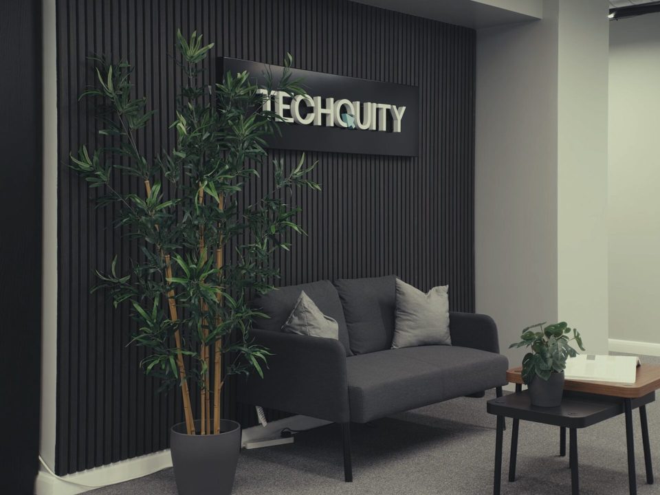 Techquity studio reception and seating area